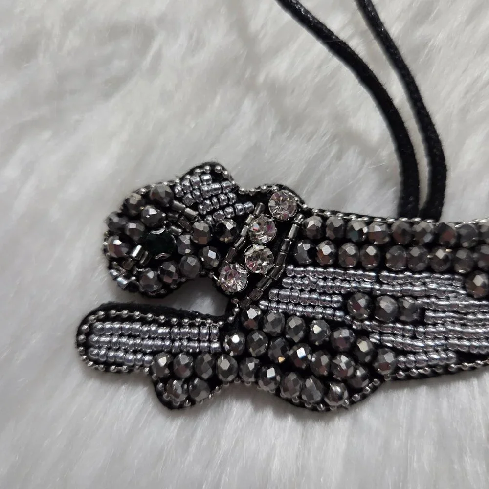 Beaded Snow Leopard Design Bag Charm